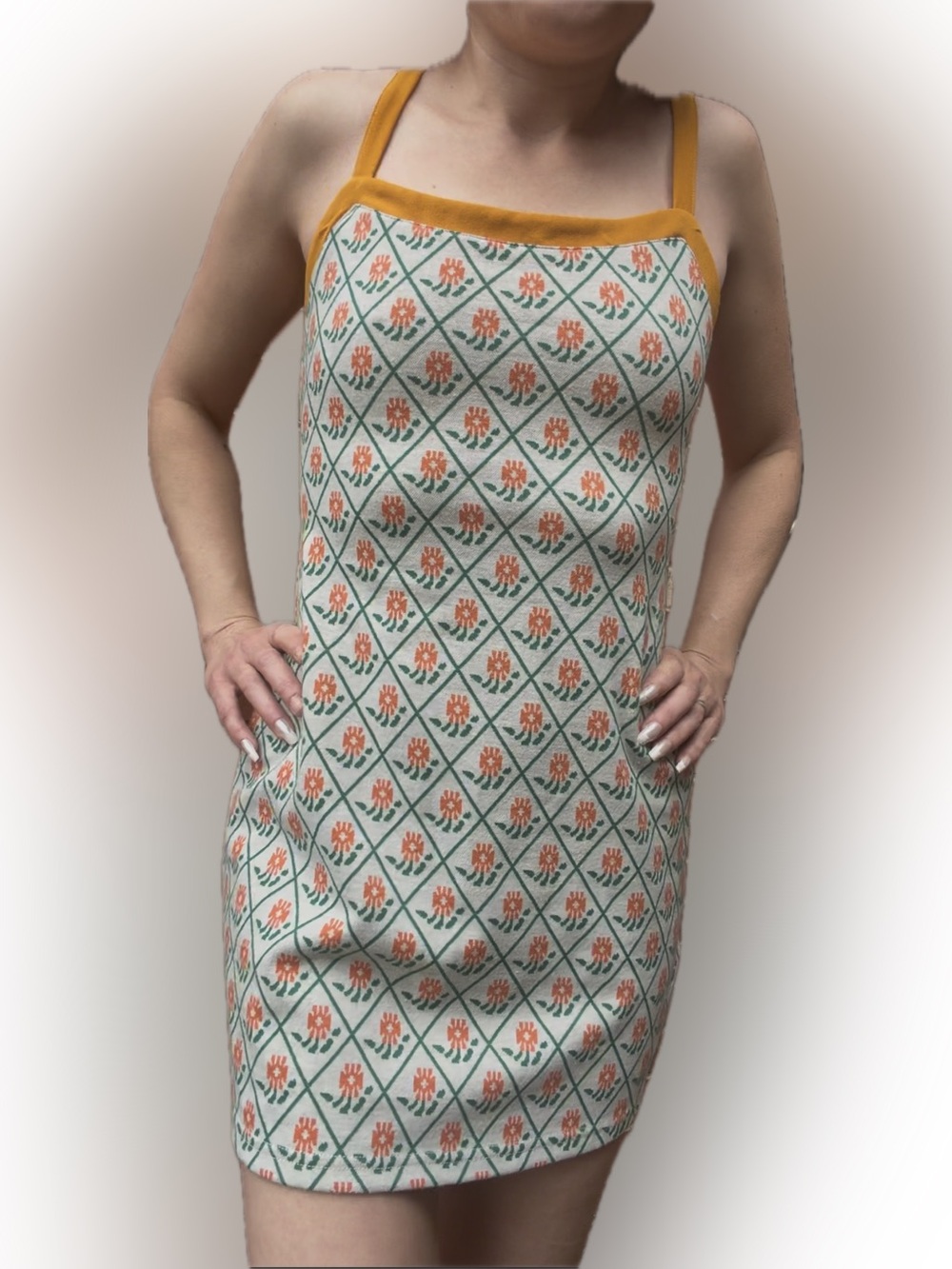 Retro SHEIN Green and Orange Knit Dress